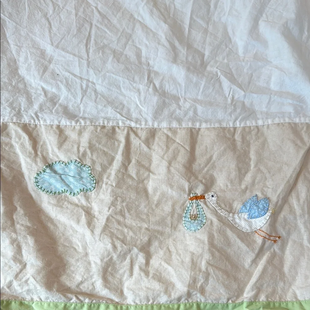 Pottery Barn Kids Bedding Green and Cream Baby Quilt Set of 3 pie Cotton Linen
